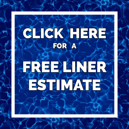 A dark blue background with white text that says "Click here for a free pool liner estimate"